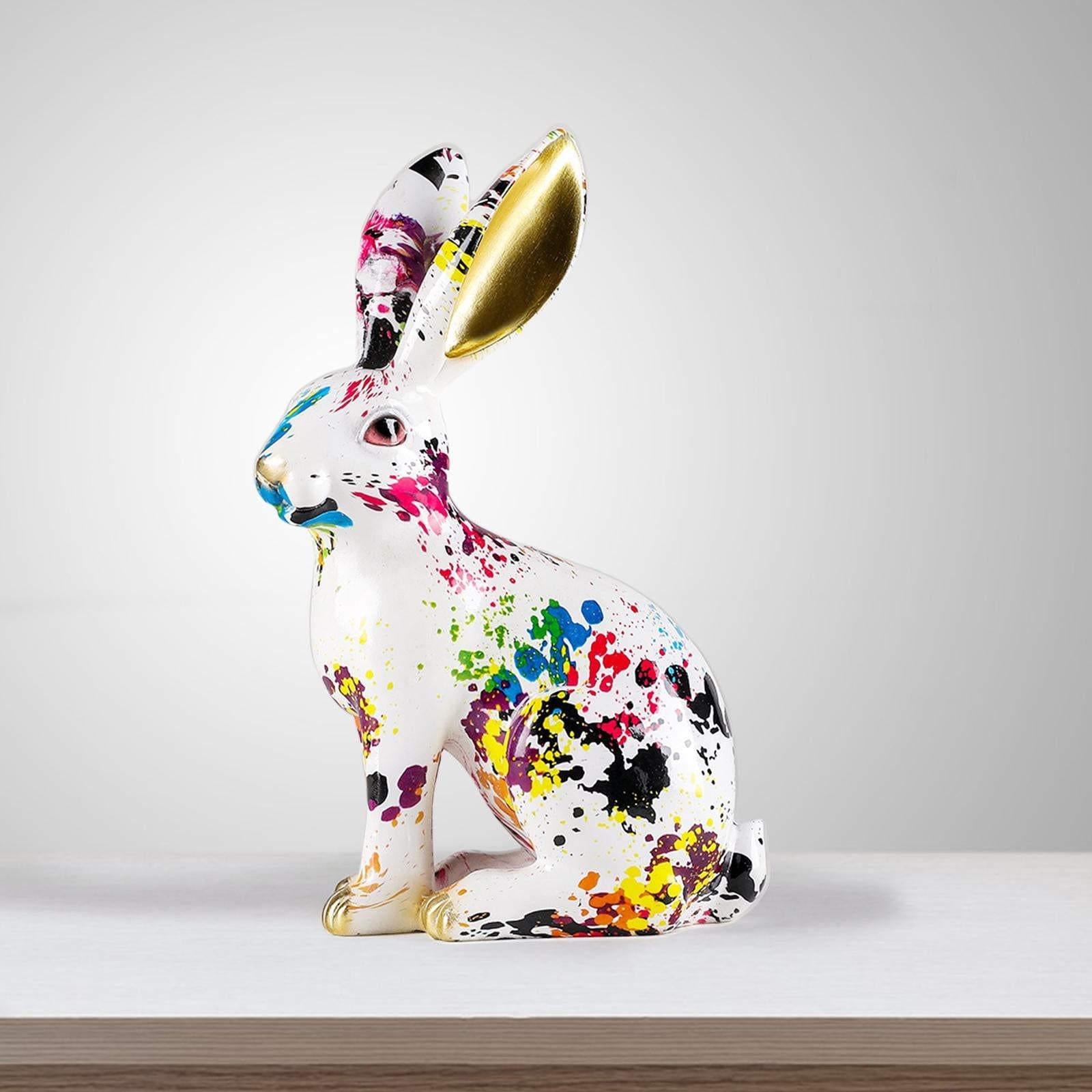 Shop 0 Graffiti Rabbit Statue Polyresin Rabbit Sculpture for Office Table Centerpiece Mademoiselle Home Decor