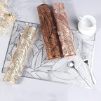 Shop 0 6/4pcs Rectangular Leaves Gilded Insulated Placemats High-end Hotel Restaurant Dining Table mat Decoration Hollowed-out Placemat Mademoiselle Home Decor