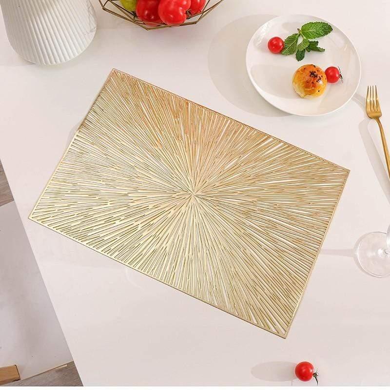 Shop 0 Light gold F003 / 4 pieces / 30cm x 45cm 6/4pcs Rectangular Leaves Gilded Insulated Placemats High-end Hotel Restaurant Dining Table mat Decoration Hollowed-out Placemat Mademoiselle Home Decor