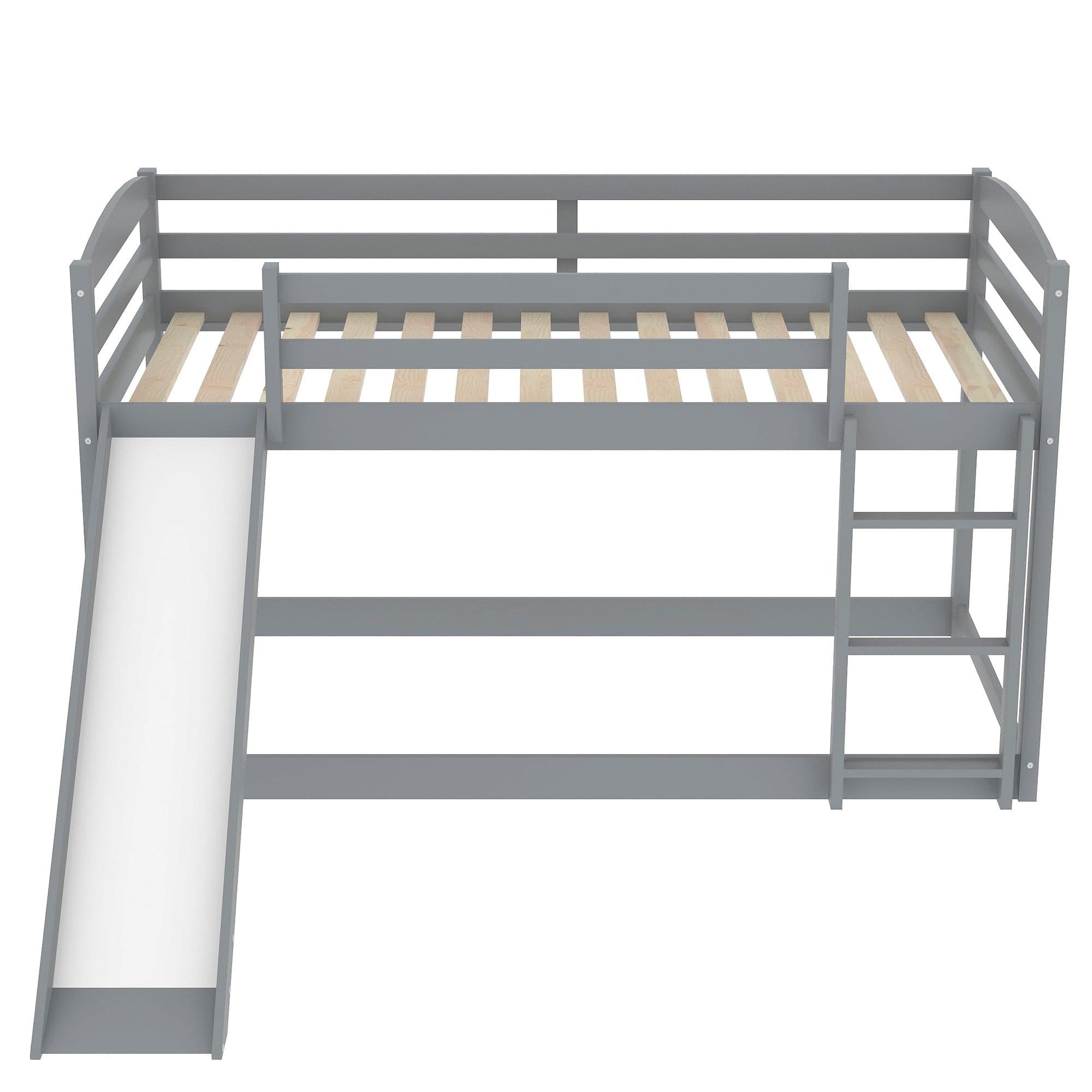 Shop Twin over Twin Bunk Bed with Convertible Slide and Ladder , Gray(Old SKU:WF281725AAE) Mademoiselle Home Decor