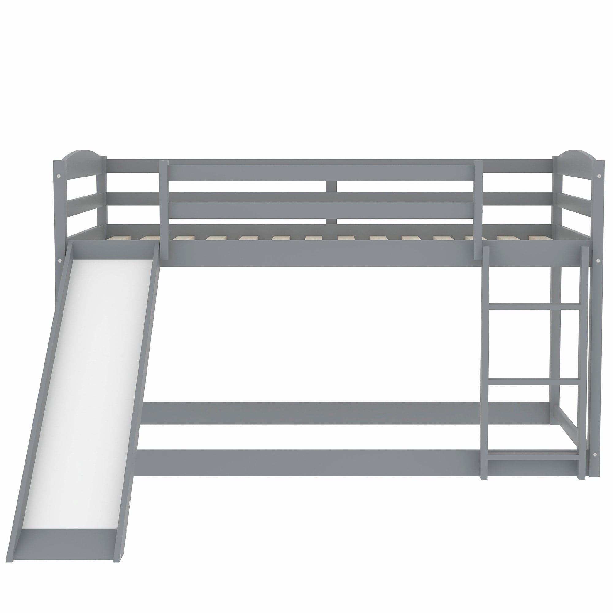 Shop Twin over Twin Bunk Bed with Convertible Slide and Ladder , Gray(Old SKU:WF281725AAE) Mademoiselle Home Decor