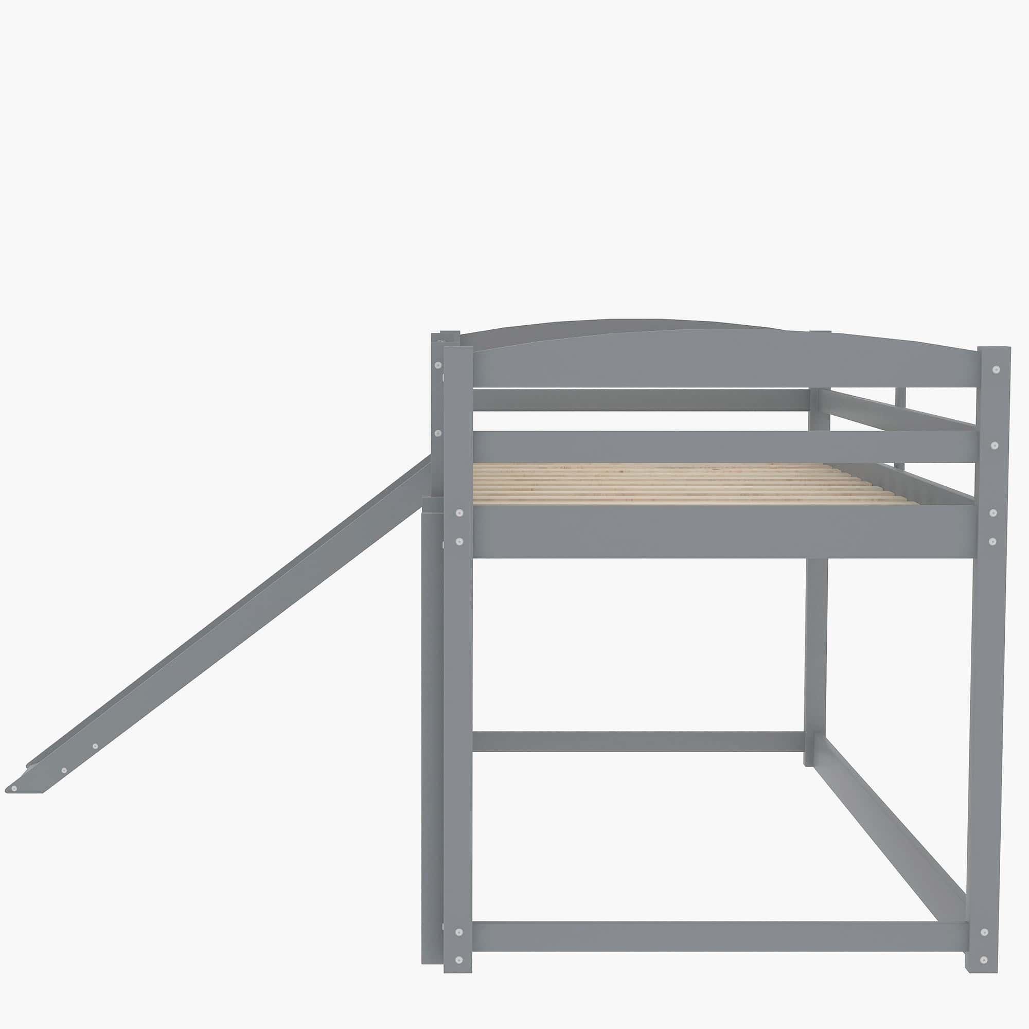 Shop Twin over Twin Bunk Bed with Convertible Slide and Ladder , Gray(Old SKU:WF281725AAE) Mademoiselle Home Decor