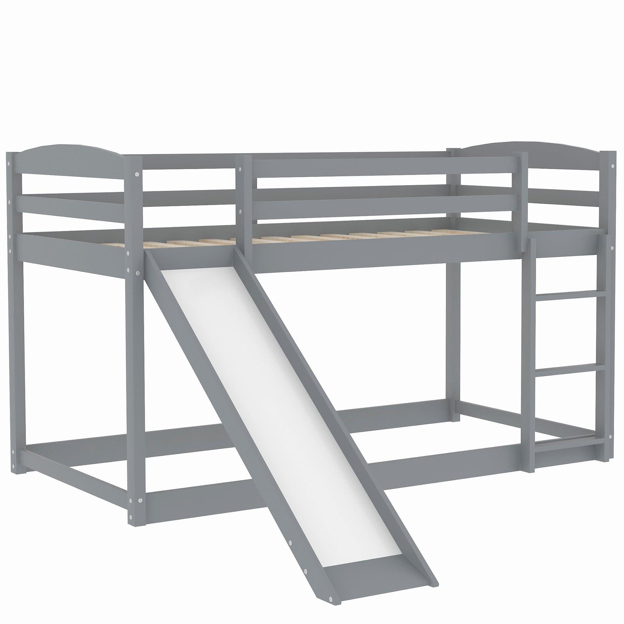 Shop Twin over Twin Bunk Bed with Convertible Slide and Ladder , Gray(Old SKU:WF281725AAE) Mademoiselle Home Decor