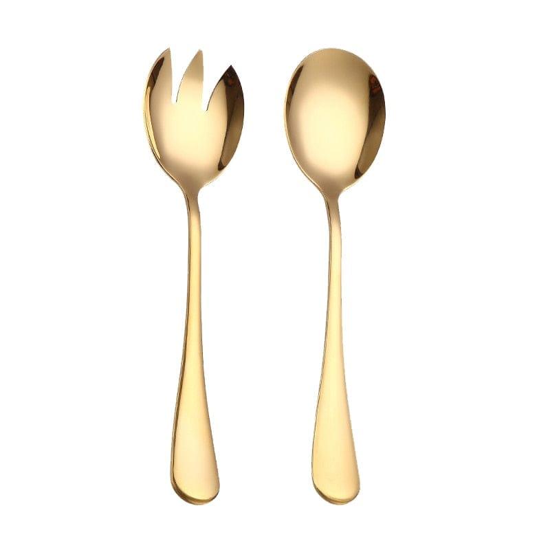 Shop 0 gold Spklifey Gold Salad Spoons Stainless Steel Spoon Set 2 PCS Cutlery Gold Set Unique Gold Dessert Spoon Ettuce Cutlery Mademoiselle Home Decor