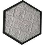 Shop 0 China / A Ins European Retro Window Grille Glass Coaster Gold Copper Embossed Pattern Hexagonal Glass Coaster Dining Table Insulation Pad Mademoiselle Home Decor