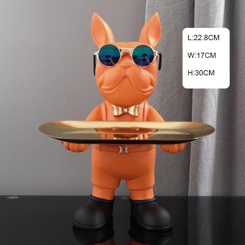 Shop 0 Orange stand Nordic Resin Bulldog Crafts Dog Butler with Tray for keys Holder Storage Jewelries Animal Room Home decor Statue Dog Sculpture Mademoiselle Home Decor