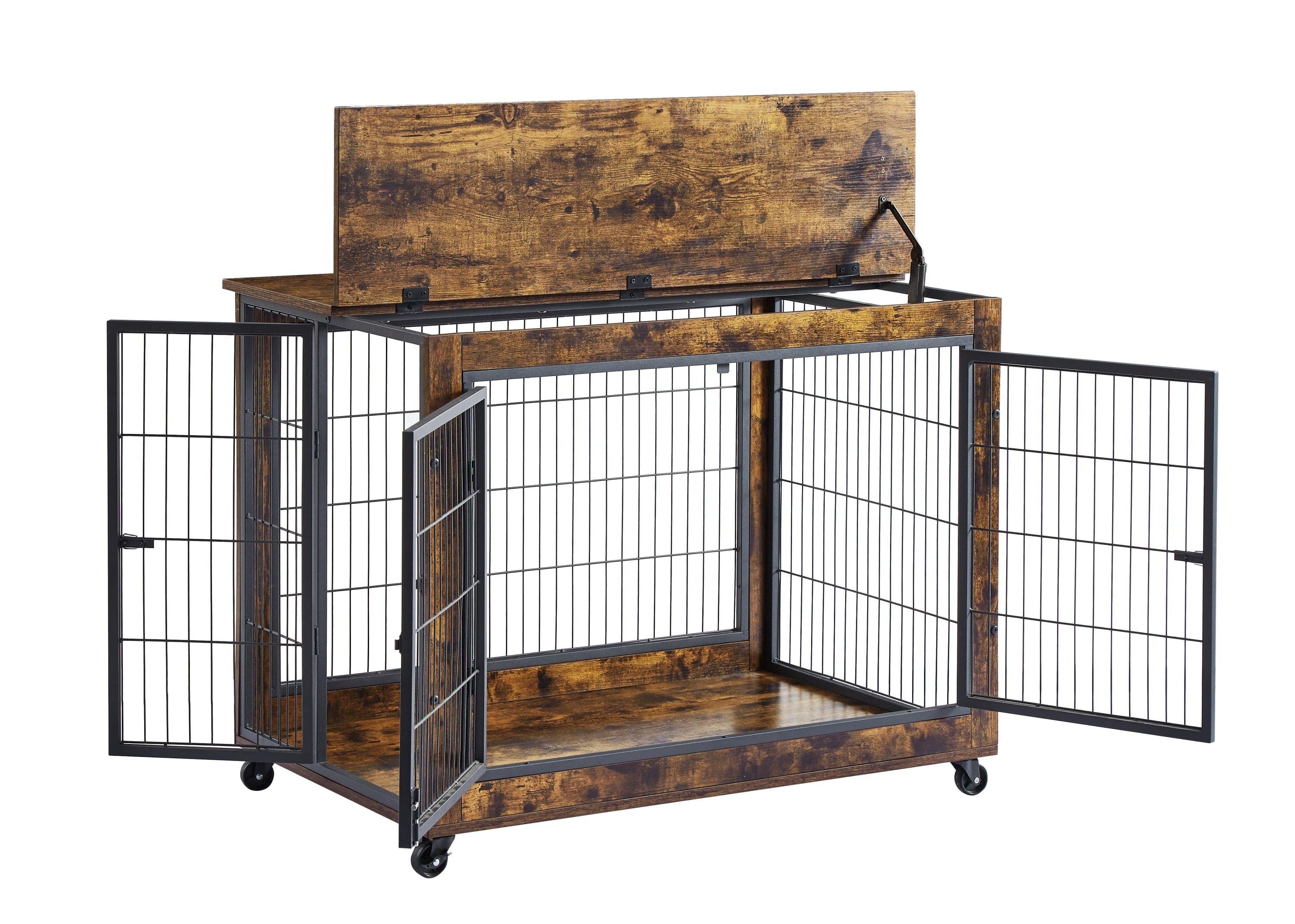 Shop JHX Furniture Dog Cage Crate with Double Doors（Rustic Brown,38.58''W*25.2''D*27.17''H） Mademoiselle Home Decor