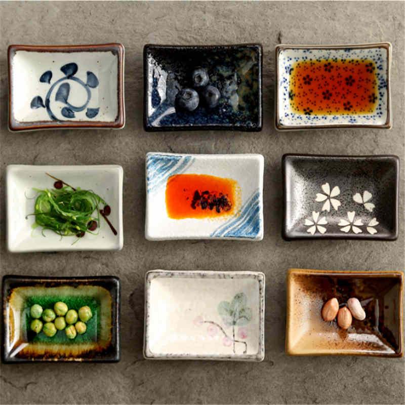 Shop 0 ceramic small square sauce dish Japanese style sushi dish flavoring sushi mustard plate soy sauce cherry blossom Pepper tray Mademoiselle Home Decor
