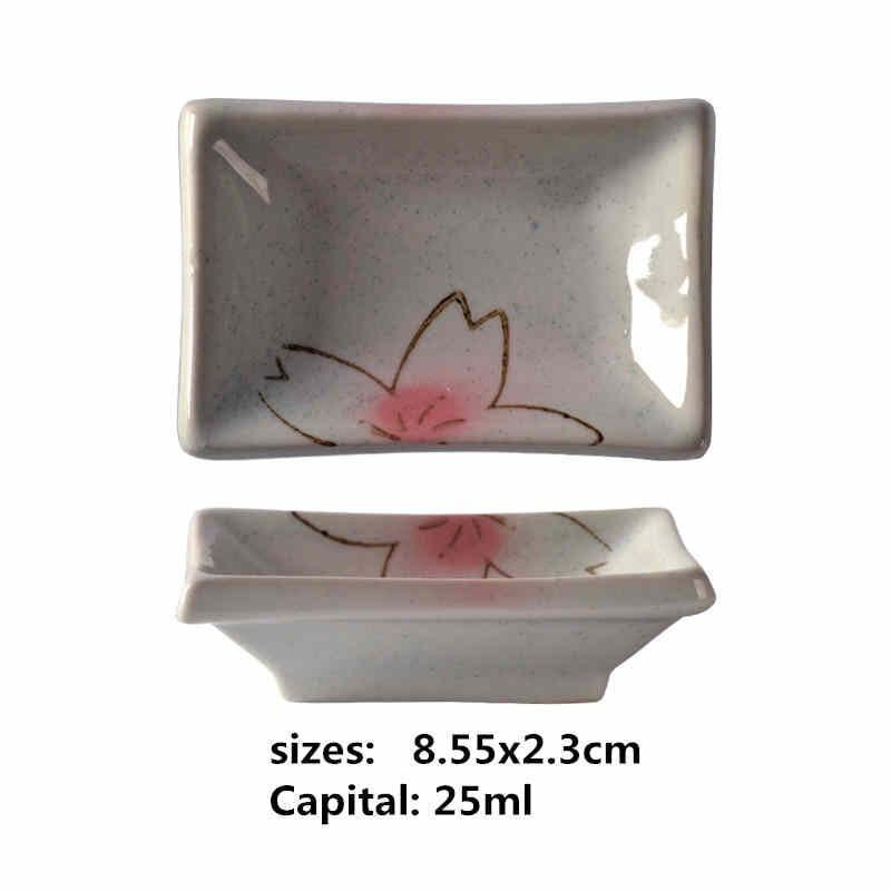 Shop 0 18 ceramic small square sauce dish Japanese style sushi dish flavoring sushi mustard plate soy sauce cherry blossom Pepper tray Mademoiselle Home Decor