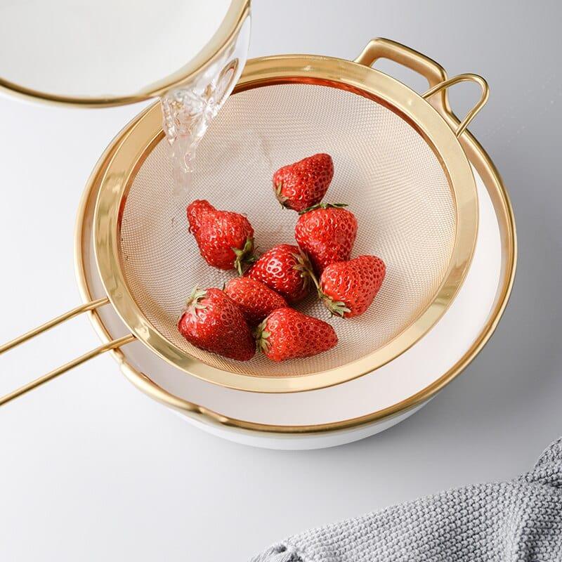 Shop 0 Stainless Steel Gold Mesh Egg Beater Separate Oil Strainer Flour Sifter Sieve Colanders Flour Coffee Mesh Filter Kitchen Bakware Mademoiselle Home Decor