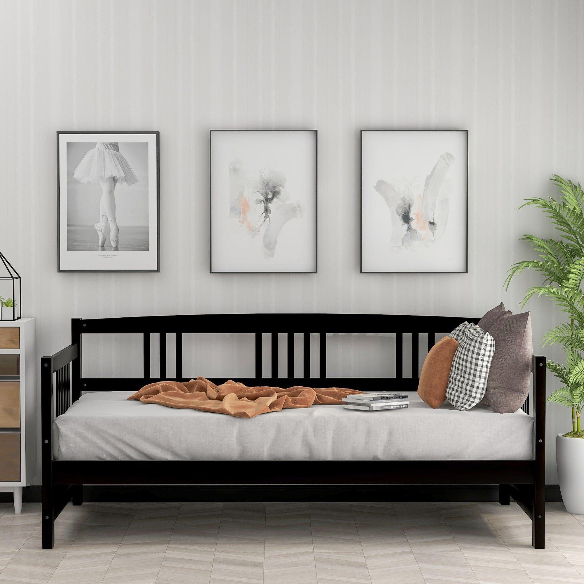 Shop Modern Solid Wood Daybed, Multifunctional, Twin Size, Espresso (Previous SKU: WF190234AAP) Mademoiselle Home Decor