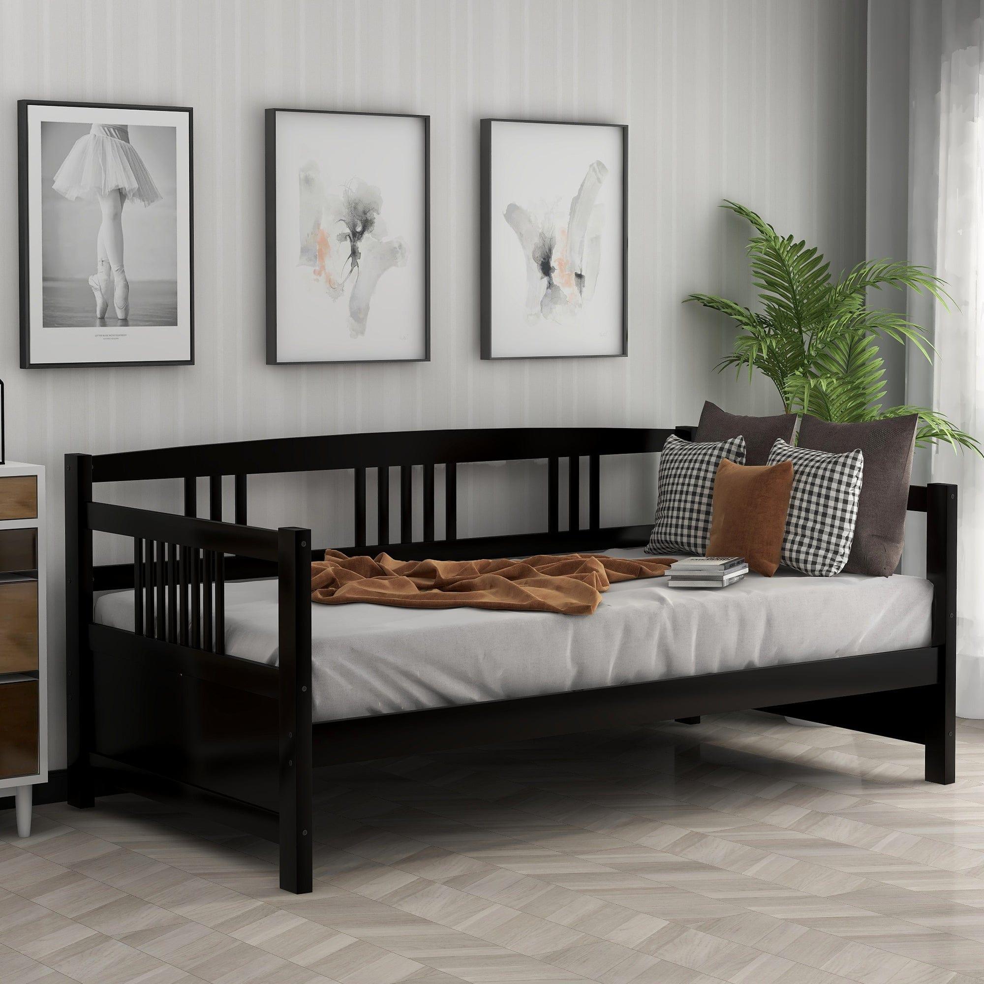 Shop Modern Solid Wood Daybed, Multifunctional, Twin Size, Espresso (Previous SKU: WF190234AAP) Mademoiselle Home Decor