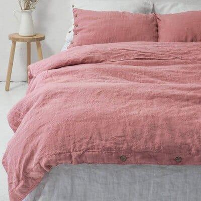 Shop 0 rouge / UK 135X200cm 3PCS 100% Pure Linen Bedding Sets Natural Flax Duvet Cover Set With Pillowcase Modern 220x240 King Size Quilt Covers No Bed Sheet Mademoiselle Home Decor