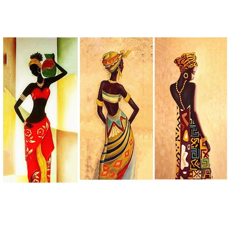 Shop 0 20x40cm x3 no frame / YA007 no frame Abstract African Women Painting Wall Art Pictures 3 panel Figure Posters and Prints Cuadros For Living Room Home Decoration Mademoiselle Home Decor