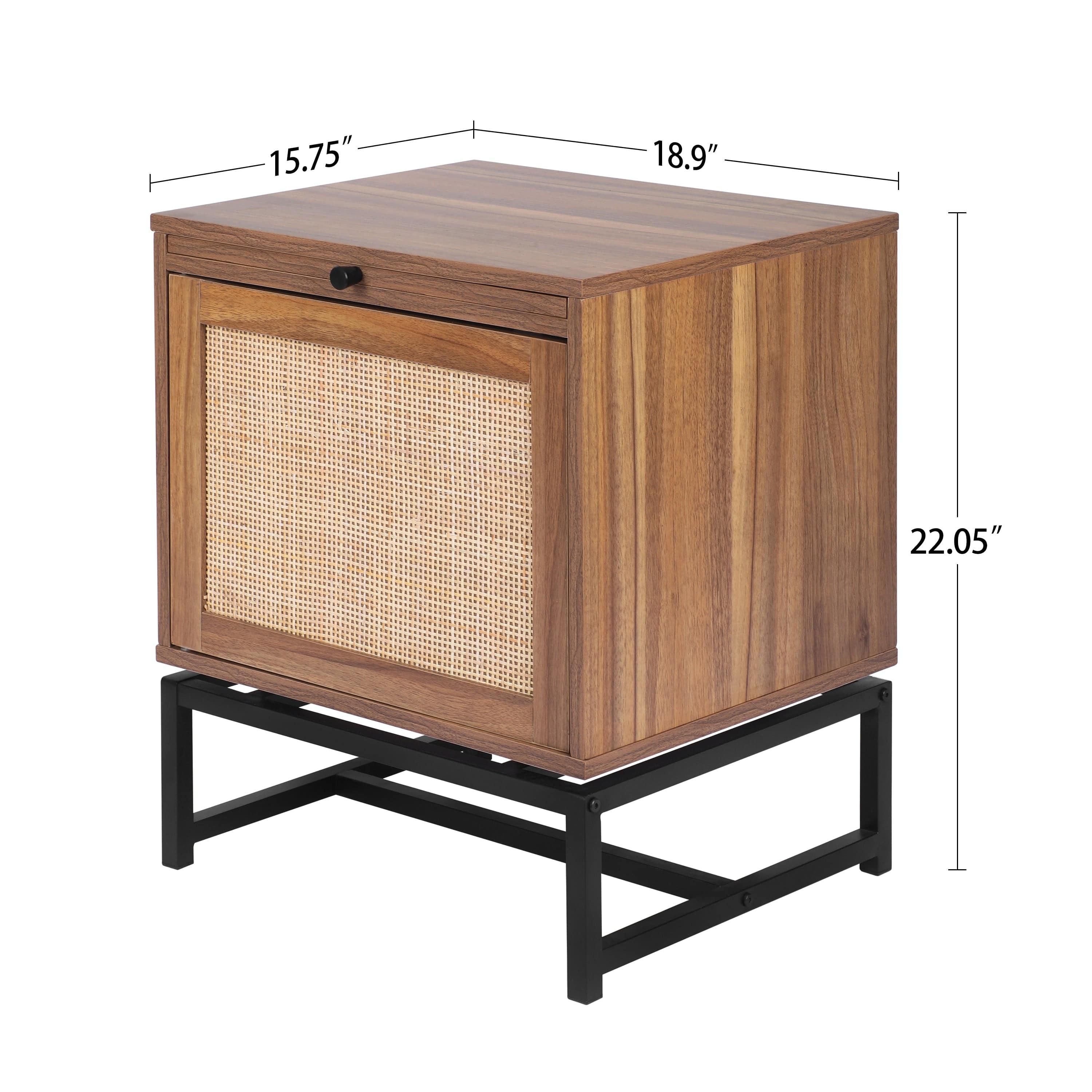 Shop Natural Rattan door nightstand，storage End Table，Accent Bedside Table for Bedroom, Living Room Mademoiselle Home Decor