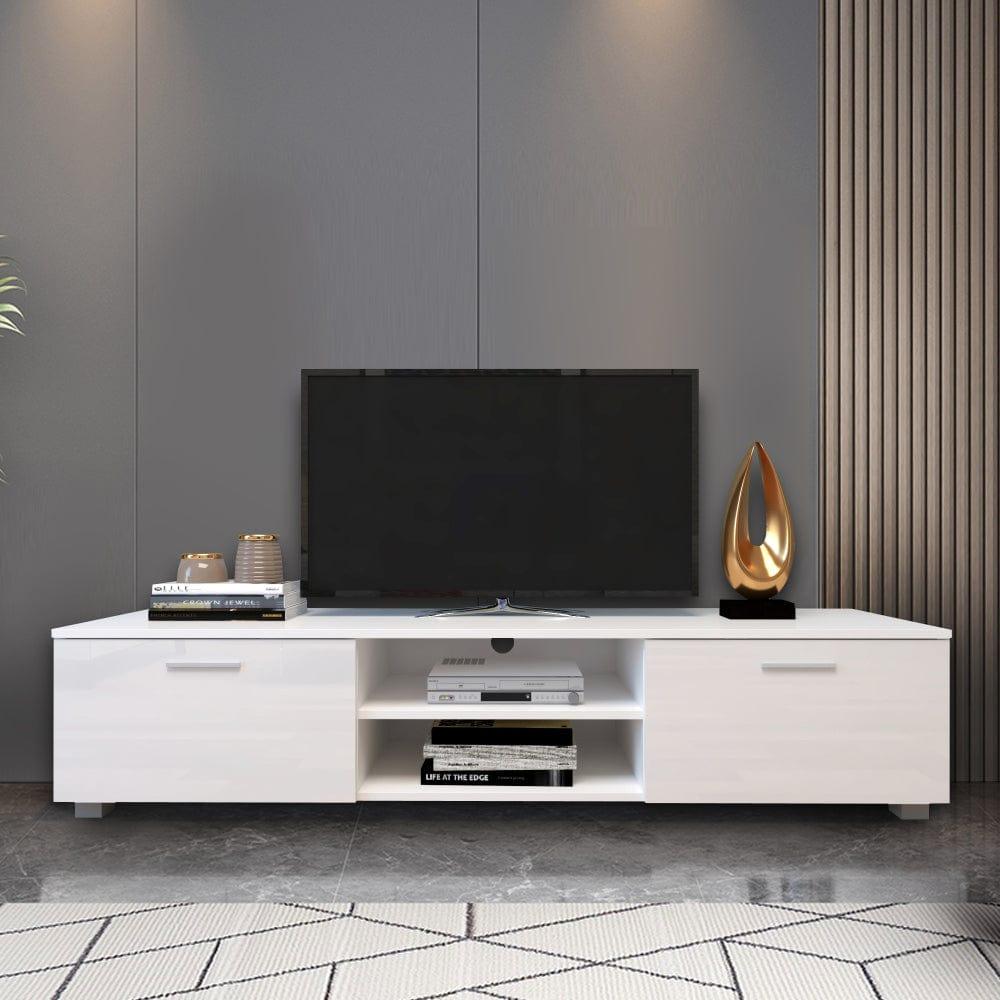 Shop White TV Stand for 70 Inch TV Stands, Media Console Entertainment Center Television Table, 2 Storage Cabinet with Open Shelves for Living Room Bedroom Mademoiselle Home Decor