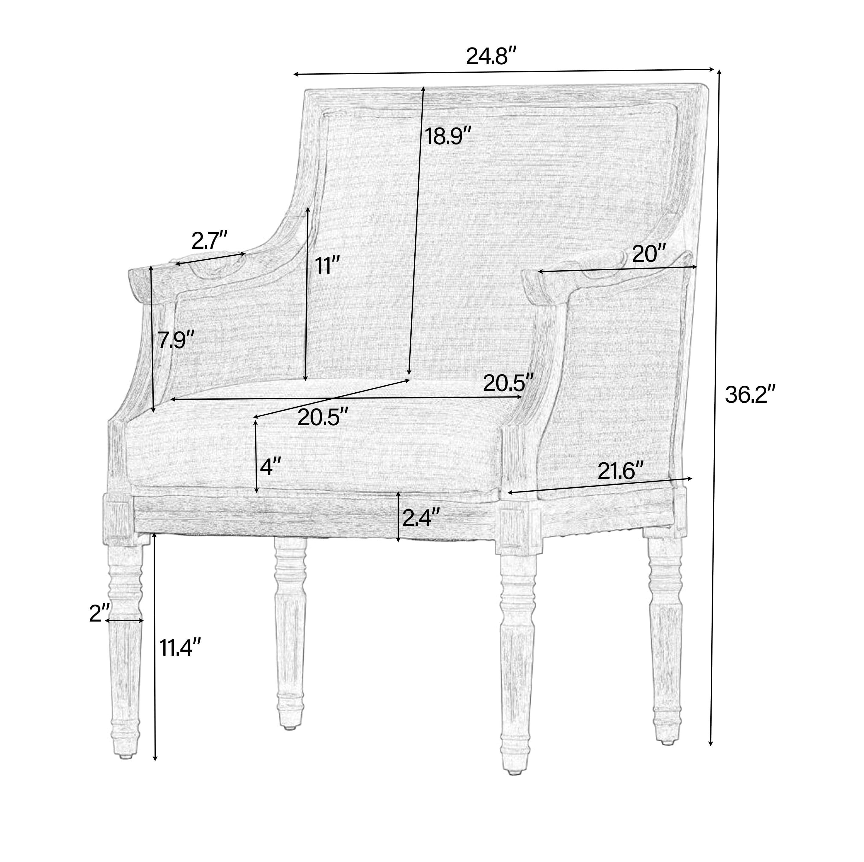 Shop U-Can Old-fashioned style Armchair with linen Fabric Tufted ，Accentchair for Living Room，Bedroom Mademoiselle Home Decor