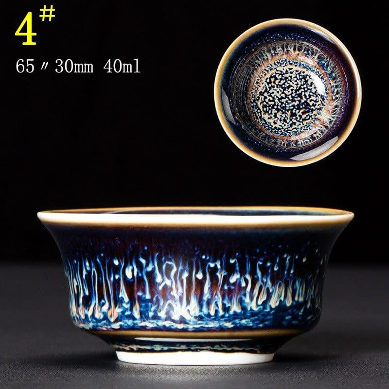 Shop 0 C04 6.5X3CM 40ML / Kiln Tianmu Glaze Multicolor Kiln Fambe Ceramic Teacup Porcelain Master Tea Cup Creative Temmoku Glaze Zen Tea Bowl Buddha Office Decor Accessorie Mademoiselle Home Decor