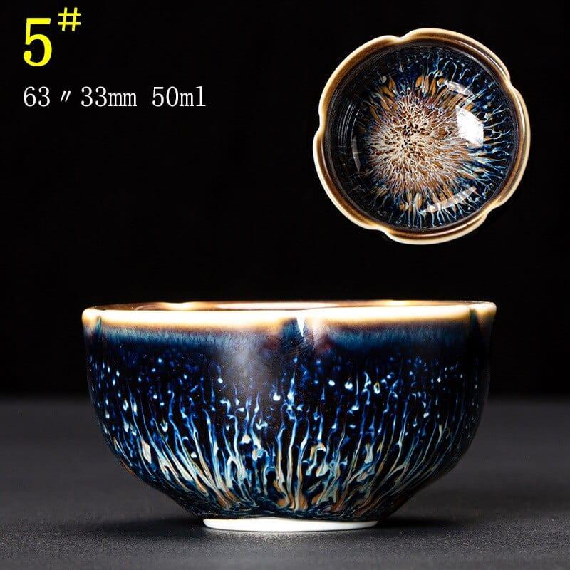 Shop 0 C05 6.3X3.3CM 50ML / Kiln Tianmu Glaze Multicolor Kiln Fambe Ceramic Teacup Porcelain Master Tea Cup Creative Temmoku Glaze Zen Tea Bowl Buddha Office Decor Accessorie Mademoiselle Home Decor