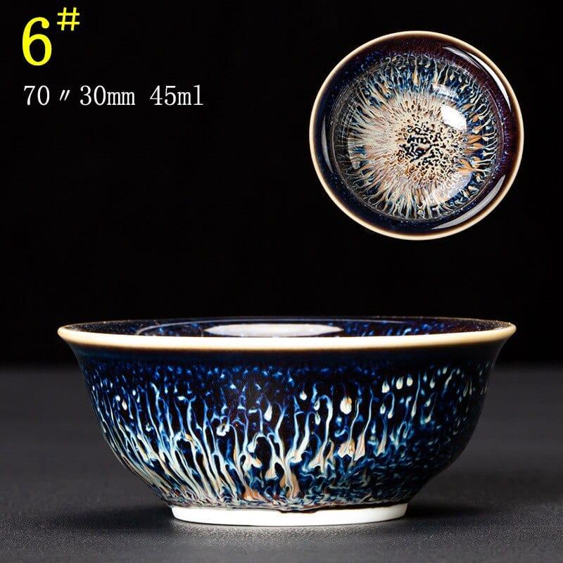 Shop 0 C06 7X3CM 45ML / Kiln Tianmu Glaze Multicolor Kiln Fambe Ceramic Teacup Porcelain Master Tea Cup Creative Temmoku Glaze Zen Tea Bowl Buddha Office Decor Accessorie Mademoiselle Home Decor