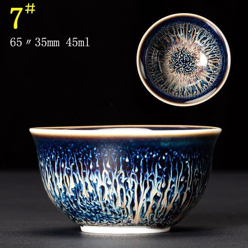 Shop 0 C07 6.5X3.5CM  45ML / Kiln Tianmu Glaze Multicolor Kiln Fambe Ceramic Teacup Porcelain Master Tea Cup Creative Temmoku Glaze Zen Tea Bowl Buddha Office Decor Accessorie Mademoiselle Home Decor