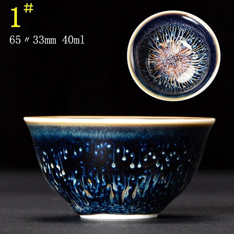 Shop 0 C01 6.5X3.3CM 40ML / Kiln Tianmu Glaze Multicolor Kiln Fambe Ceramic Teacup Porcelain Master Tea Cup Creative Temmoku Glaze Zen Tea Bowl Buddha Office Decor Accessorie Mademoiselle Home Decor