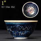 Shop 0 C01 6.5X3.3CM 40ML / Kiln Tianmu Glaze Multicolor Kiln Fambe Ceramic Teacup Porcelain Master Tea Cup Creative Temmoku Glaze Zen Tea Bowl Buddha Office Decor Accessorie Mademoiselle Home Decor