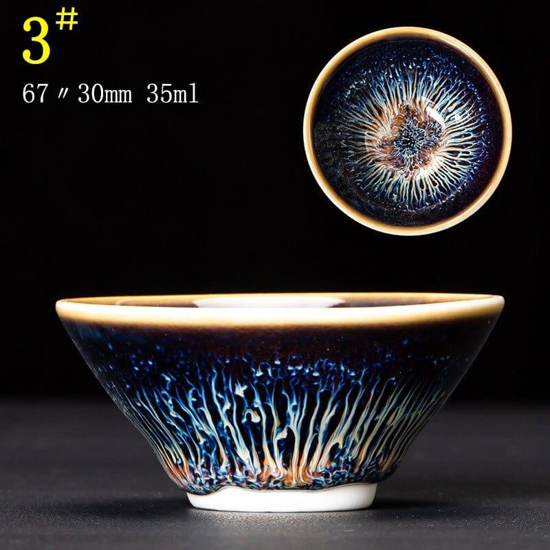 Shop 0 C03 6.7x3CM 35ML / Kiln Tianmu Glaze Multicolor Kiln Fambe Ceramic Teacup Porcelain Master Tea Cup Creative Temmoku Glaze Zen Tea Bowl Buddha Office Decor Accessorie Mademoiselle Home Decor