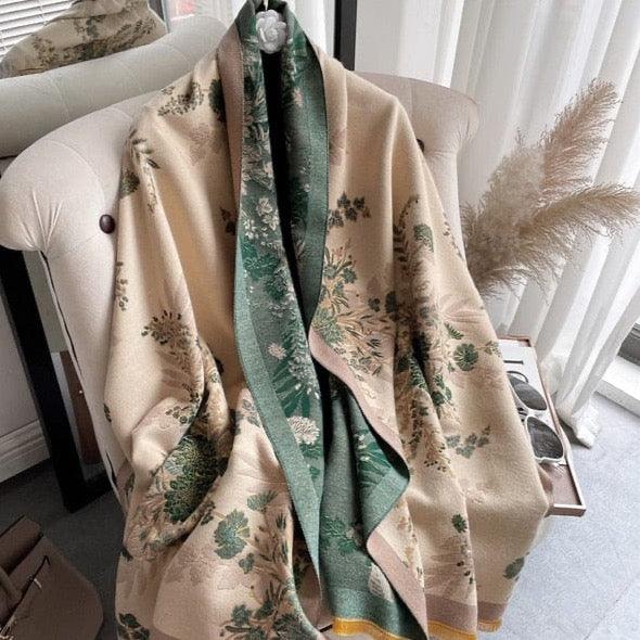 Shop 0 Autumn Winter Scarf Women Pashmina Shawls and Wraps Cashmere Blanket Warm Thick Stoles for Lady Outdoor Bufanda 2022 New Print Mademoiselle Home Decor