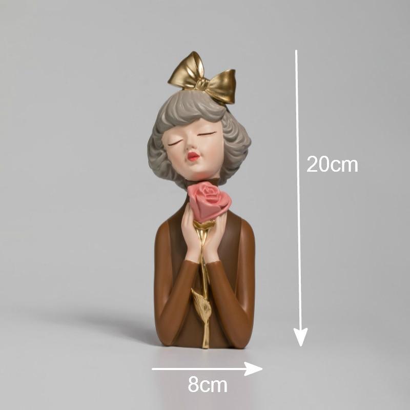 Shop 200042147 Gold Bow Girl with Rose Sara Sculpture Mademoiselle Home Decor