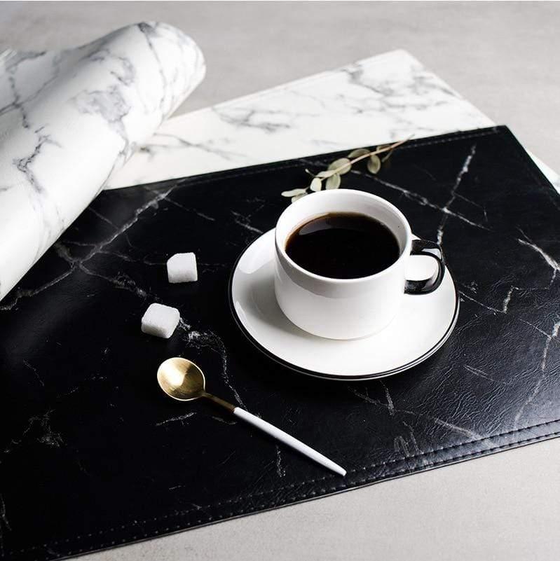Shop 0 2pcs 3pcs Luxury PU Tableware Pad Heat Insulation Non-Slip Placemat Marble Coaster Coffee Cup Mat Tea Pad Dining Table Mat Mademoiselle Home Decor