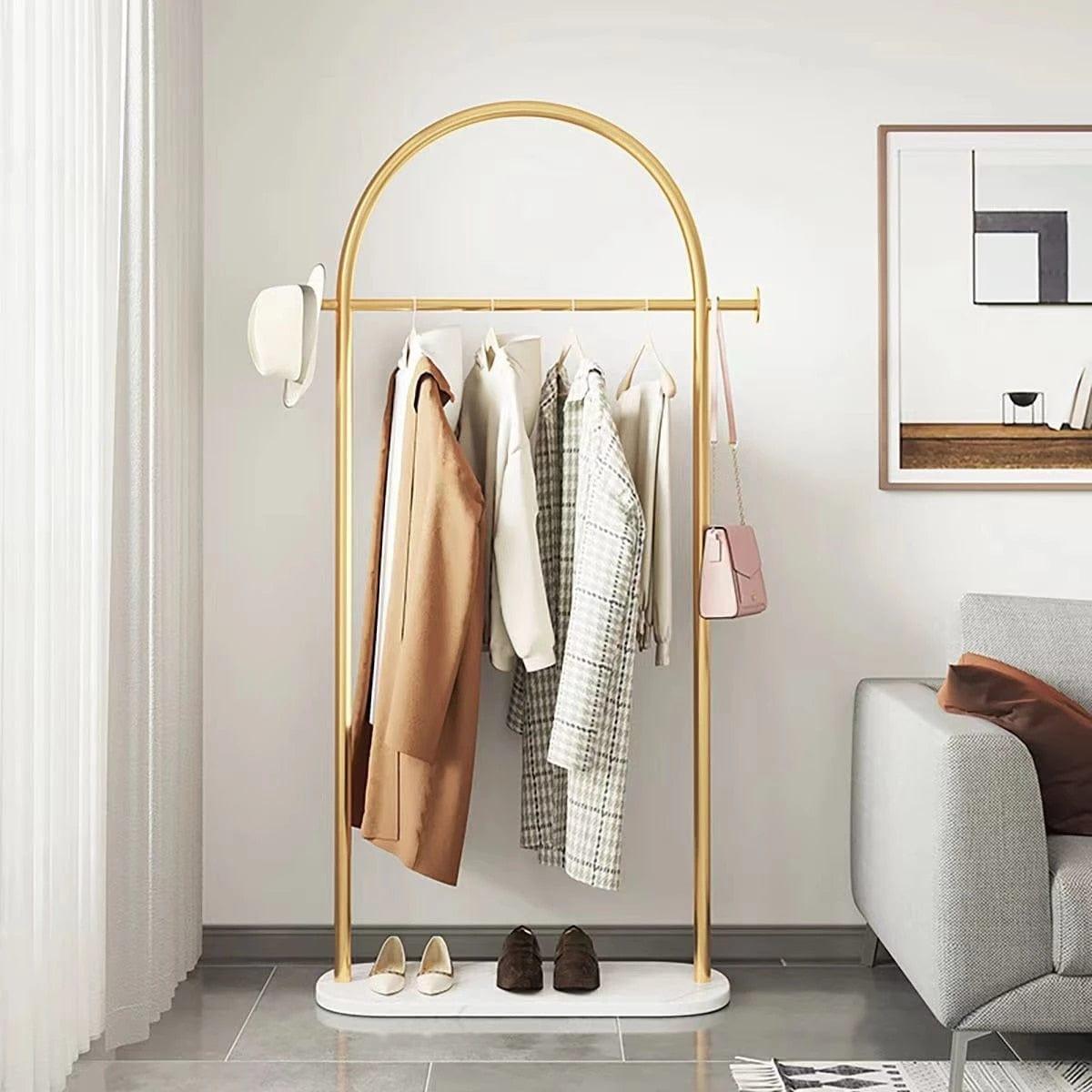 Shop 0 Golden Metal Standing Coat Rack Hanging Garment Wardrobes Clothes Rack Stand Dressing Room Clothing Hanger Shelf Rack Stand Mademoiselle Home Decor