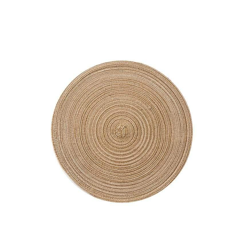Shop 0 Khaki / 36 cm / 6 pcs 4/6/8 pcs Table placemats for table mat Ramie Insulation Pad Placemats Linen Non Slip Table Mats Home Decoration Pad Coaster Mademoiselle Home Decor