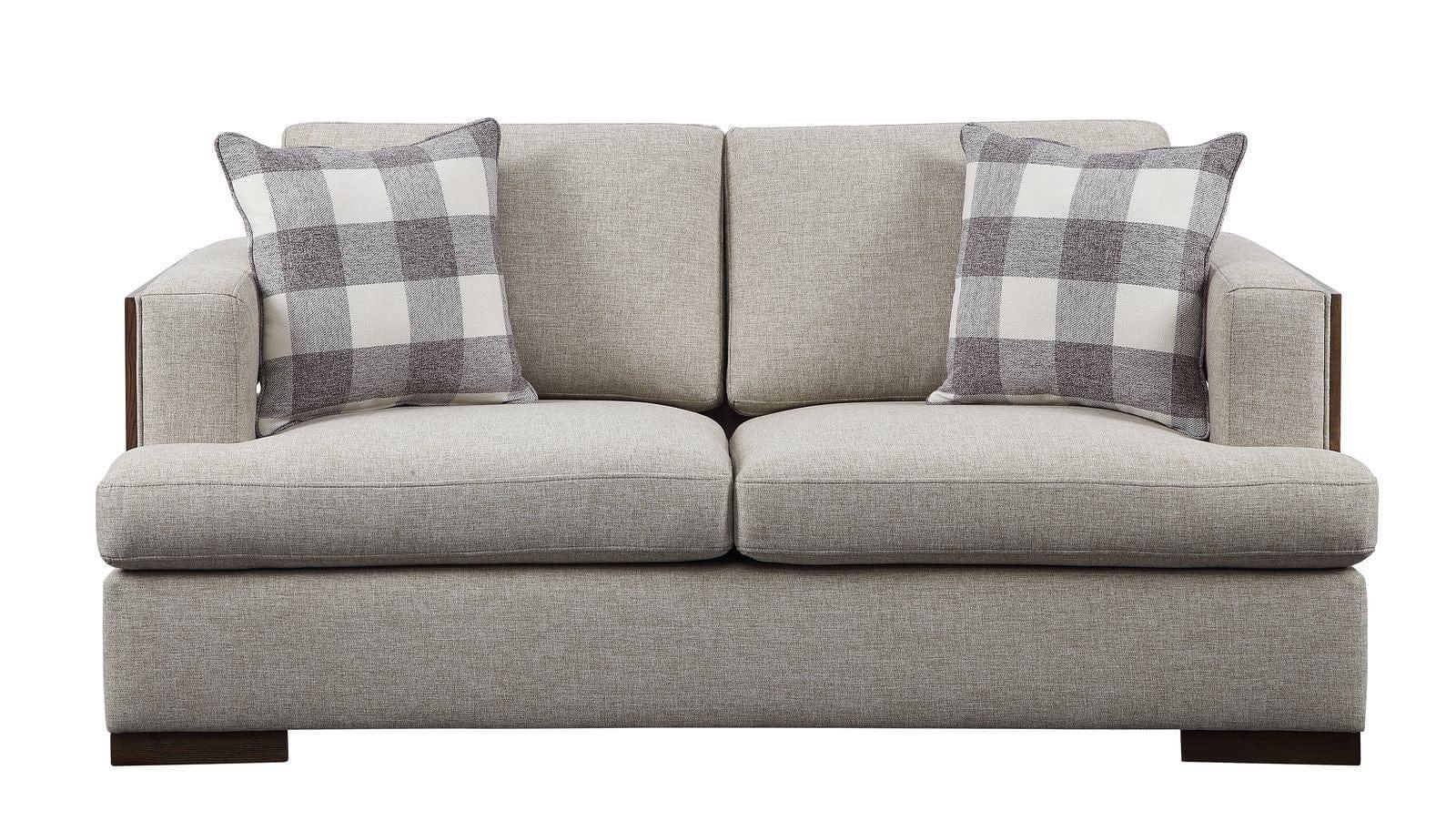 Shop ACME Niamey Loveseat w/2 Pillows, Fabric & Walnut 54851 Mademoiselle Home Decor