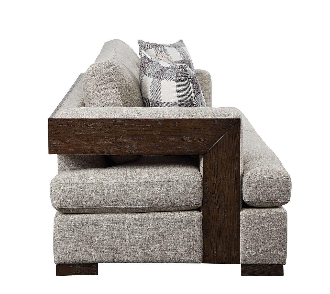 Shop ACME Niamey Loveseat w/2 Pillows, Fabric & Walnut 54851 Mademoiselle Home Decor