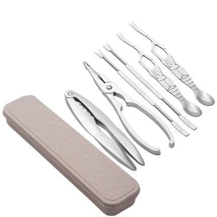 Shop 0 7PCS Seafood Tool Sets Crab Crackers Picks Spoons Set Stainless Steel Crab Peel Shrimp Tool Lobster Clamp Pliers Clip Pick Set Mademoiselle Home Decor