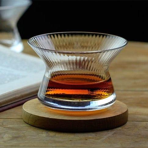 Shop 0 Neat Japan EDO Crystal Whisky Cappie Hanyu Glass Bowl Cup Rotatable Stripe Barley-bree Wine Glass Brandy Snifter Wood Gift Box Mademoiselle Home Decor