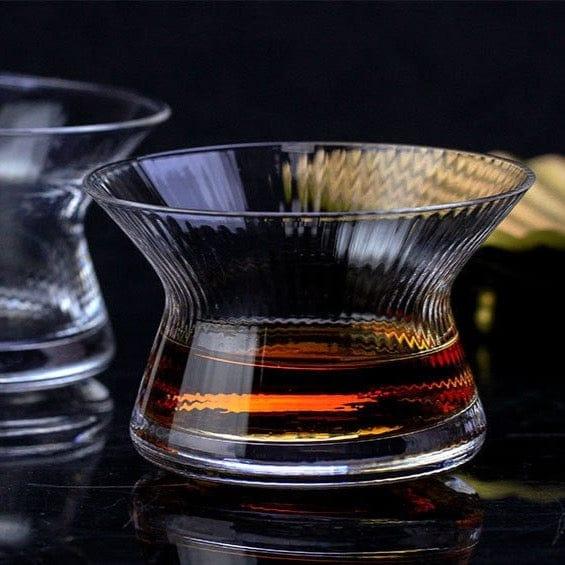 Shop 0 Neat Japan EDO Crystal Whisky Cappie Hanyu Glass Bowl Cup Rotatable Stripe Barley-bree Wine Glass Brandy Snifter Wood Gift Box Mademoiselle Home Decor