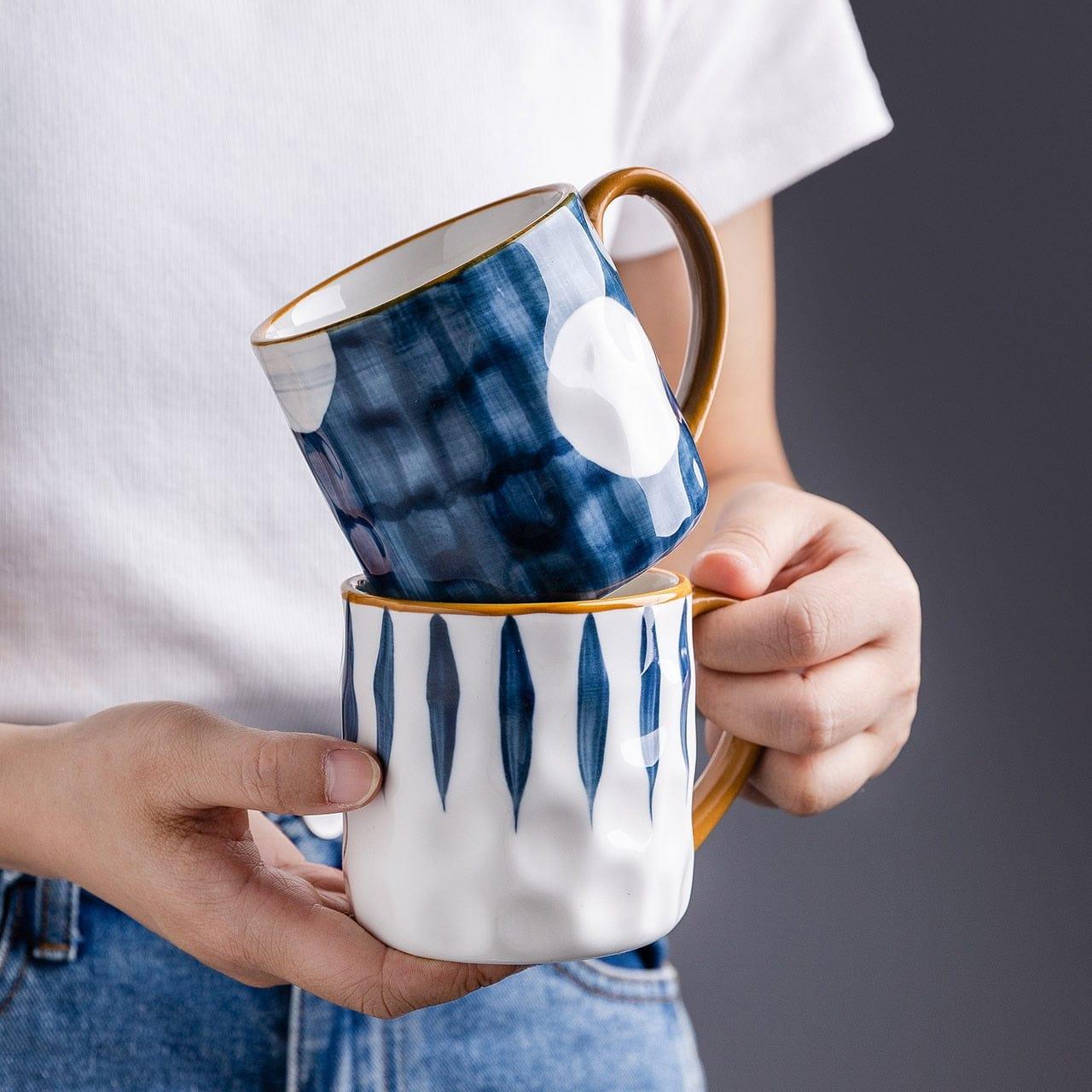 Shop 0 350ml Japanese Ceramic Mug Underglaze Office Home Milk Coffee Cup Bumpy Surface Handgrip Mug Microwave Safe Mademoiselle Home Decor