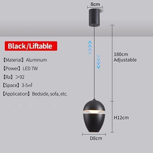 Shop 0 C Black / 7W / Warm White Modern LED Pendant Lights For Ceiling Liftable Hanging Lights Fixtures For Bedroom Living Kitchen Study Decoration Chandelier Mademoiselle Home Decor