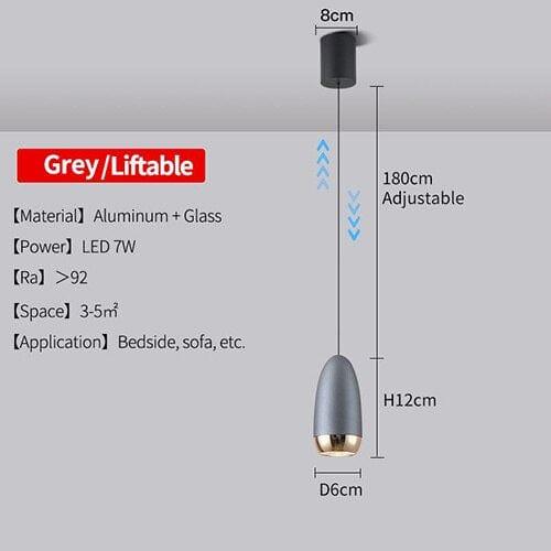 Shop 0 D Grey / 7W / Warm White Modern LED Pendant Lights For Ceiling Liftable Hanging Lights Fixtures For Bedroom Living Kitchen Study Decoration Chandelier Mademoiselle Home Decor