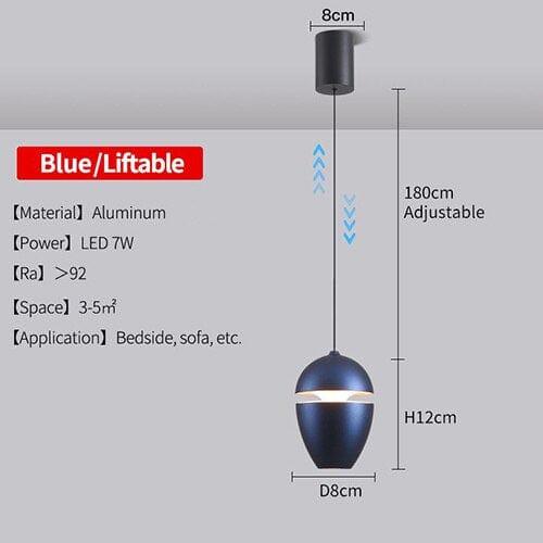 Shop 0 C Blue / 7W / Warm White Modern LED Pendant Lights For Ceiling Liftable Hanging Lights Fixtures For Bedroom Living Kitchen Study Decoration Chandelier Mademoiselle Home Decor