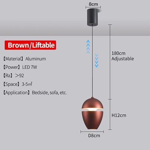 Shop 0 C Brown / 7W / Warm White Modern LED Pendant Lights For Ceiling Liftable Hanging Lights Fixtures For Bedroom Living Kitchen Study Decoration Chandelier Mademoiselle Home Decor