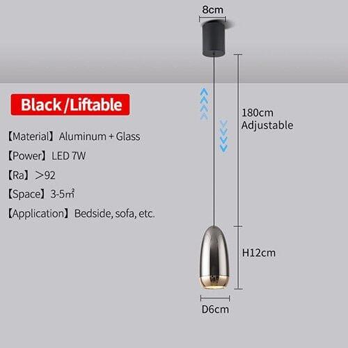 Shop 0 D Black / 7W / Warm White Modern LED Pendant Lights For Ceiling Liftable Hanging Lights Fixtures For Bedroom Living Kitchen Study Decoration Chandelier Mademoiselle Home Decor