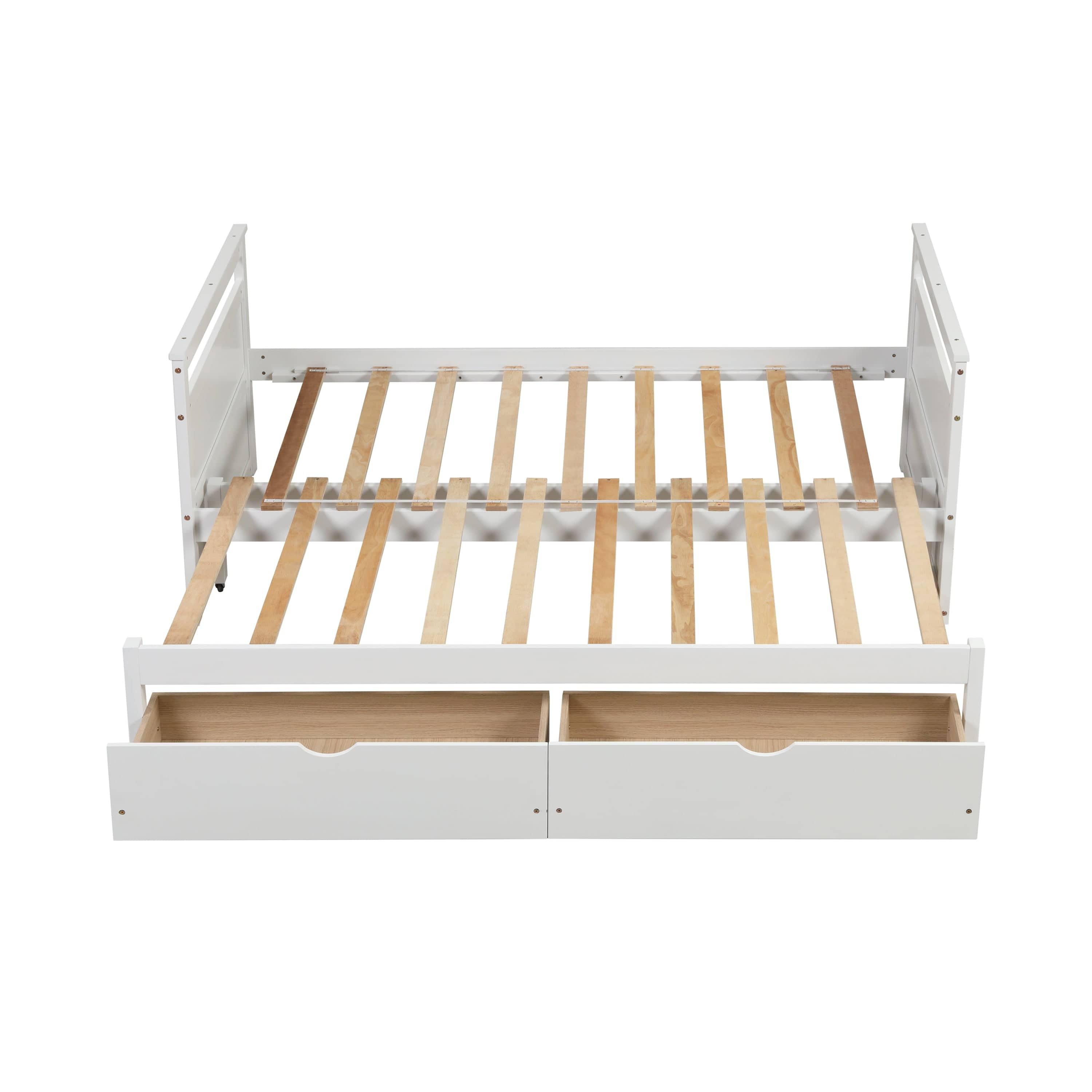 Shop THE TWIN BED CAN BE EXPANDED AND 2 DRAWERS FOR WHITE COLOR Mademoiselle Home Decor