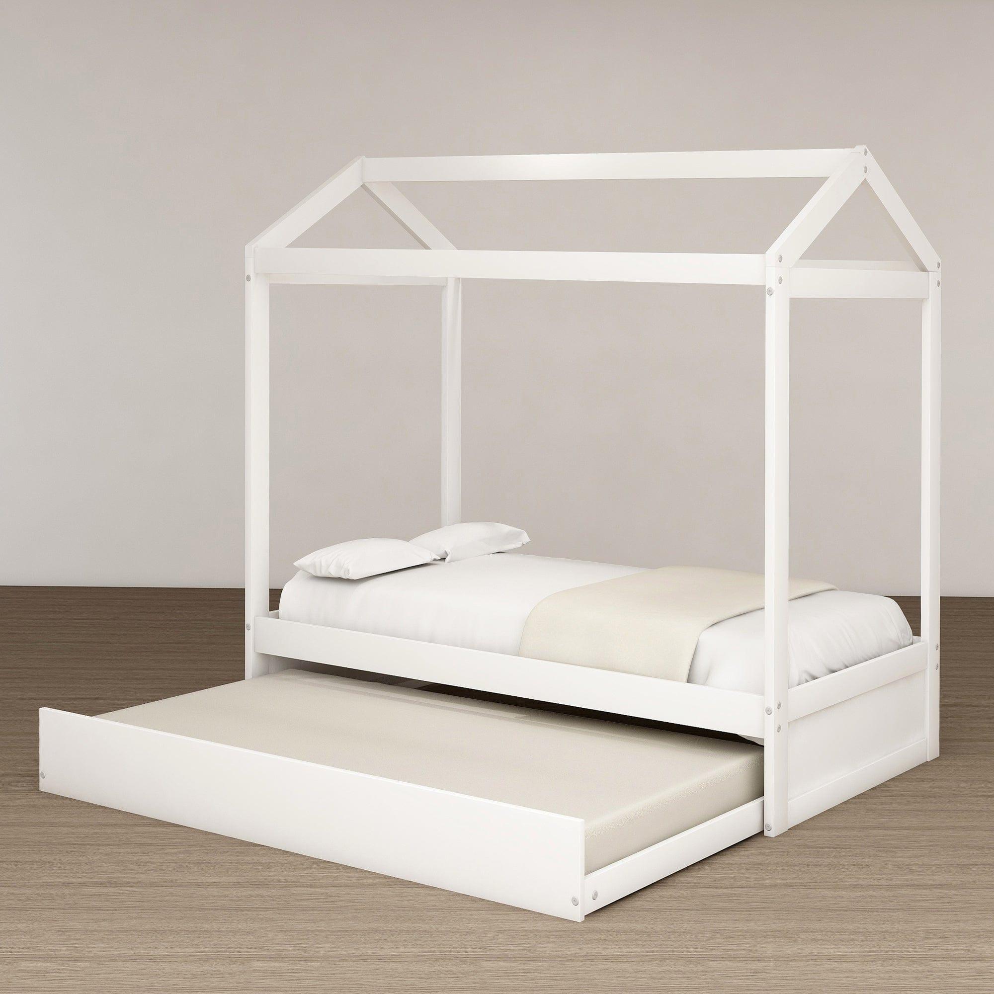 Shop House Bed with Trundle, can be Decorated,White(Old SKU:SM000103AAK) Mademoiselle Home Decor