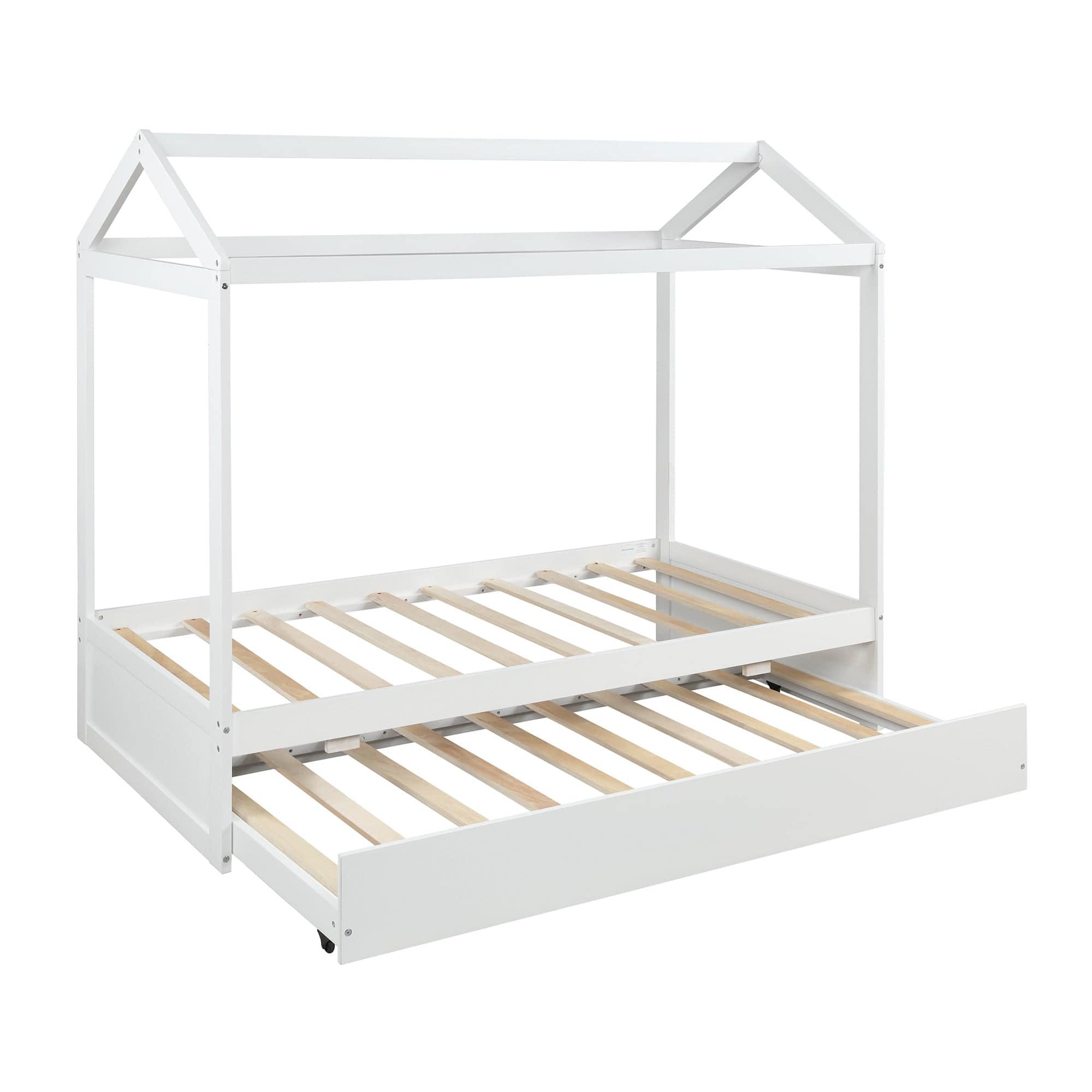 Shop House Bed with Trundle, can be Decorated,White(Old SKU:SM000103AAK) Mademoiselle Home Decor