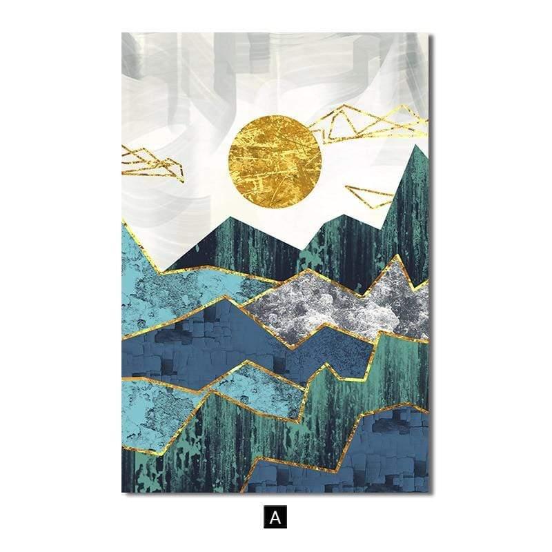 Shop 0 10x15cm No Frame / A Golden Mountain Sunrise Wall Art Canvas Painting Abstract Landscape Posters and Prints Wall Pictures for Living Room Home Decor Mademoiselle Home Decor