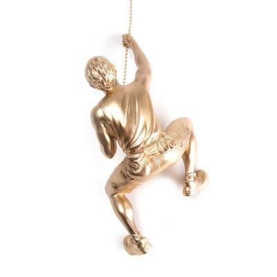 Shop 0 gold statue-right 3D Wall Decor Art Hanging Resin Climbing Man Mount Pendant Industrial Style Iron Wire Decoration Sculpture Figures Statue Gift Mademoiselle Home Decor