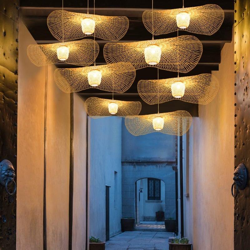 Shop 0 Chinese Bamboo Weaving Wicker Rattan Shade Cap Pendant Light E27 lamps Lanterns Handmade Living Room Hotel Pendant Lamps Mademoiselle Home Decor